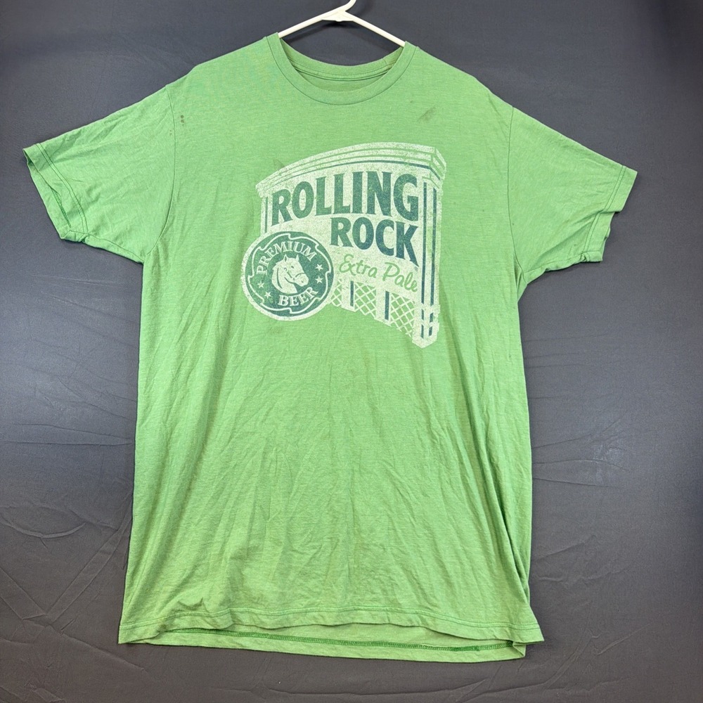 Rolling Rock Beer Classic Logo Distressed T-Shirt XL